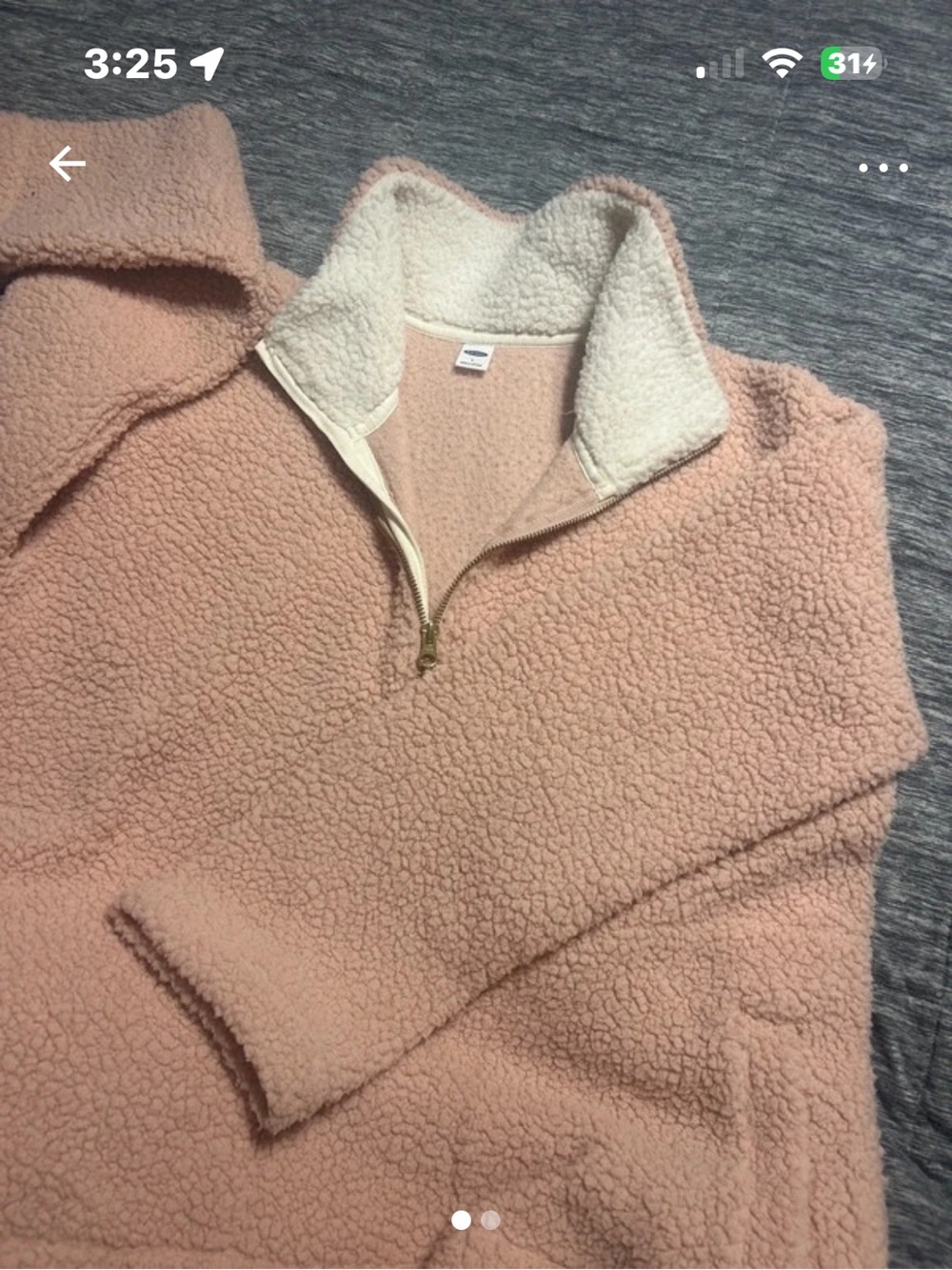 Old Navy Pink Sherpa Quarter-Zip Pullover with Cream Trim